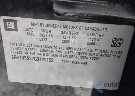 2016 Cadillac Xts V-Sport Premium Twin Turbo z USA, uszkodzony, nr VIN 2G61V5S87G9129152